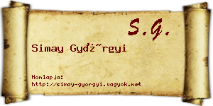 Simay Györgyi névjegykártya